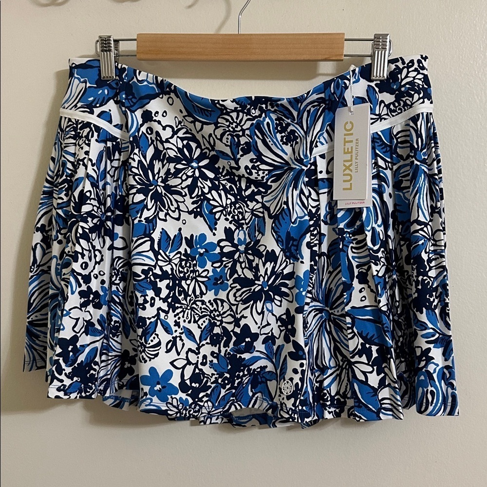 NWT Lilly‎ Pulitzer Luxletic Bacio Skort Upf 50 XL in Low Tide Navy Pandarama